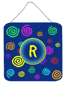 Monogram - Blue Swirls Wall or Door Hanging Prints (Color: R, size: 6 x 6)