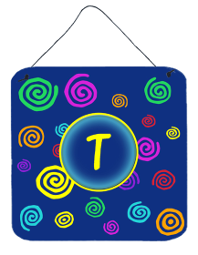 Monogram - Blue Swirls Wall or Door Hanging Prints (Color: T, size: 6 x 6)