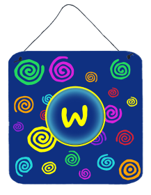 Monogram - Blue Swirls Wall or Door Hanging Prints (Color: W, size: 6 x 6)