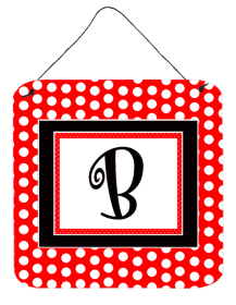 Monogram - Red and Black Polka Dots Wall or Door Hanging Prints (Color: B, size: 6 x 6)