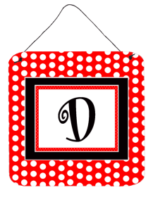 Monogram - Red and Black Polka Dots Wall or Door Hanging Prints (Color: D, size: 6 x 6)