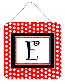 Monogram - Red and Black Polka Dots Wall or Door Hanging Prints (Color: E, size: 6 x 6)