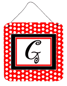 Monogram - Red and Black Polka Dots Wall or Door Hanging Prints (Color: G, size: 6 x 6)