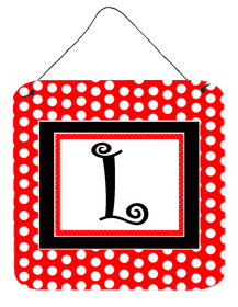 Monogram - Red and Black Polka Dots Wall or Door Hanging Prints (Color: L, size: 6 x 6)