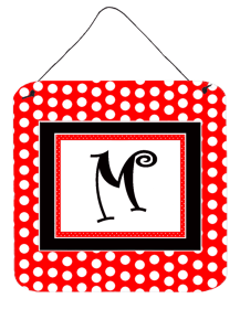 Monogram - Red and Black Polka Dots Wall or Door Hanging Prints (Color: M, size: 6 x 6)