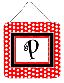 Monogram - Red and Black Polka Dots Wall or Door Hanging Prints (Color: P, size: 6 x 6)