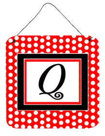 Monogram - Red and Black Polka Dots Wall or Door Hanging Prints (Color: Q, size: 6 x 6)