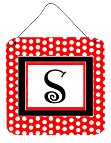 Monogram - Red and Black Polka Dots Wall or Door Hanging Prints (Color: S, size: 6 x 6)