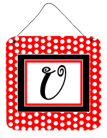 Monogram - Red and Black Polka Dots Wall or Door Hanging Prints (Color: U, size: 6 x 6)