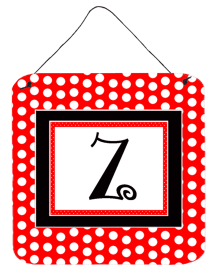 Monogram - Red and Black Polka Dots Wall or Door Hanging Prints (Color: Z, size: 6 x 6)