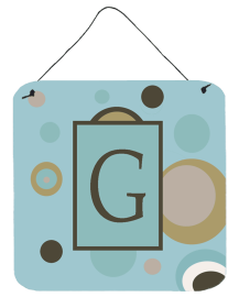 Initial Monogram - Blue Dots Wall or Door Hanging Prints (Color: G, size: 6 x 6)