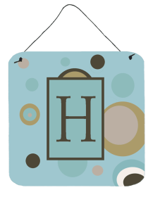 Initial Monogram - Blue Dots Wall or Door Hanging Prints (Color: H, size: 6 x 6)
