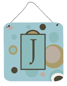 Initial Monogram - Blue Dots Wall or Door Hanging Prints (Color: J, size: 6 x 6)