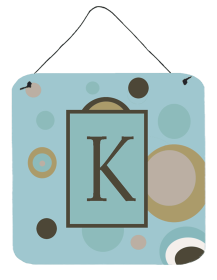 Initial Monogram - Blue Dots Wall or Door Hanging Prints (Color: K, size: 6 x 6)