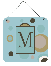 Initial Monogram - Blue Dots Wall or Door Hanging Prints (Color: M, size: 6 x 6)