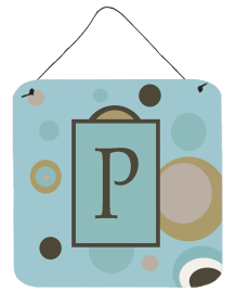 Initial Monogram - Blue Dots Wall or Door Hanging Prints (Color: P, size: 6 x 6)