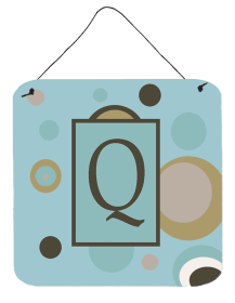 Initial Monogram - Blue Dots Wall or Door Hanging Prints (Color: Q, size: 6 x 6)