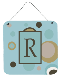 Initial Monogram - Blue Dots Wall or Door Hanging Prints (Color: R, size: 6 x 6)