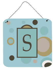 Initial Monogram - Blue Dots Wall or Door Hanging Prints (Color: S, size: 6 x 6)