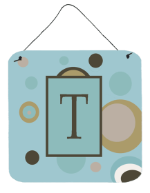 Initial Monogram - Blue Dots Wall or Door Hanging Prints (Color: T, size: 6 x 6)