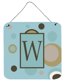 Initial Monogram - Blue Dots Wall or Door Hanging Prints (Color: W, size: 6 x 6)