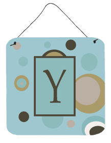 Initial Monogram - Blue Dots Wall or Door Hanging Prints (Color: Y, size: 6 x 6)