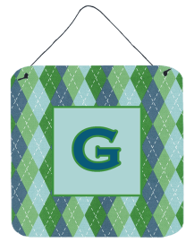 Initial Monogram - Blue Argoyle Wall or Door Hanging Prints (Color: G, size: 6 x 6)