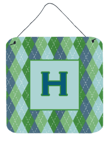 Initial Monogram - Blue Argoyle Wall or Door Hanging Prints (Color: H, size: 6 x 6)