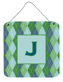 Initial Monogram - Blue Argoyle Wall or Door Hanging Prints (Color: J, size: 6 x 6)