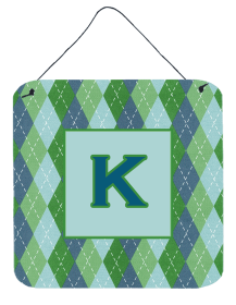 Initial Monogram - Blue Argoyle Wall or Door Hanging Prints (Color: K, size: 6 x 6)