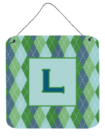 Initial Monogram - Blue Argoyle Wall or Door Hanging Prints (Color: L, size: 6 x 6)