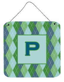 Initial Monogram - Blue Argoyle Wall or Door Hanging Prints (Color: P, size: 6 x 6)