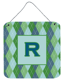 Initial Monogram - Blue Argoyle Wall or Door Hanging Prints (Color: R, size: 6 x 6)