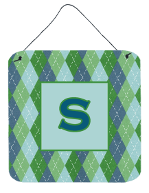Initial Monogram - Blue Argoyle Wall or Door Hanging Prints (Color: S, size: 6 x 6)