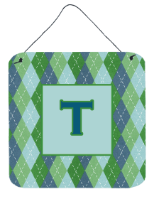 Initial Monogram - Blue Argoyle Wall or Door Hanging Prints (Color: T, size: 6 x 6)