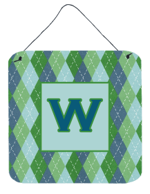 Initial Monogram - Blue Argoyle Wall or Door Hanging Prints (Color: W, size: 6 x 6)