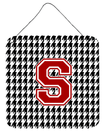 Monogram - Houndstooth Black Wall or Door Hanging Prints (Color: S, size: 6 x 6)