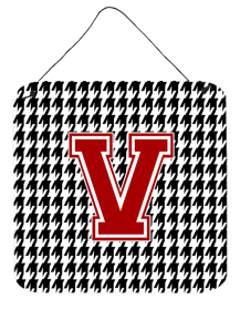 Monogram - Houndstooth Black Wall or Door Hanging Prints (Color: V, size: 6 x 6)