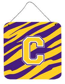 Monogram - Tiger Stripe - Purple Gold Wall or Door Hanging Prints (Color: C, size: 6 x 6)