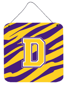 Monogram - Tiger Stripe - Purple Gold Wall or Door Hanging Prints (Color: D, size: 6 x 6)