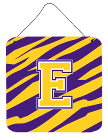 Monogram - Tiger Stripe - Purple Gold Wall or Door Hanging Prints (Color: E, size: 6 x 6)