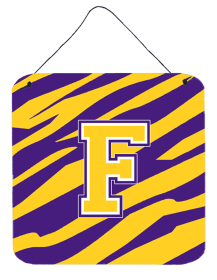 Monogram - Tiger Stripe - Purple Gold Wall or Door Hanging Prints (Color: F, size: 6 x 6)
