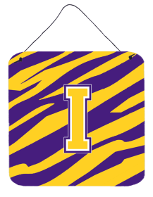 Monogram - Tiger Stripe - Purple Gold Wall or Door Hanging Prints (Color: H, size: 6 x 6)