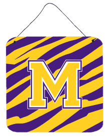 Monogram - Tiger Stripe - Purple Gold Wall or Door Hanging Prints (Color: L, size: 6 x 6)