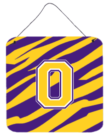 Monogram - Tiger Stripe - Purple Gold Wall or Door Hanging Prints (Color: N, size: 6 x 6)