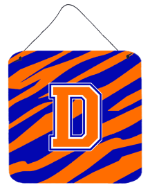 Initial Tiger Stripe - Blue Orange  Wall or Door Hanging Prints (Color: D, size: 6 x 6)