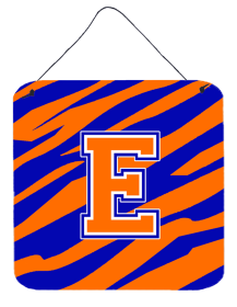 Initial Tiger Stripe - Blue Orange  Wall or Door Hanging Prints (Color: E, size: 6 x 6)