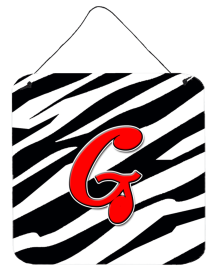 Initial Monogram - Zebra Red Wall or Door Hanging Prints (Color: G, size: 6 x 6)