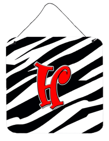 Initial Monogram - Zebra Red Wall or Door Hanging Prints (Color: H, size: 6 x 6)