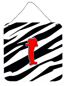 Initial Monogram - Zebra Red Wall or Door Hanging Prints (Color: I, size: 6 x 6)